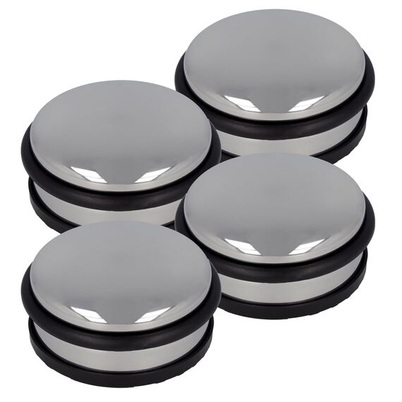 Westcott Türstopper aus Edelstahl 4 Stück | Runder Türstopper mit 1,2kg Eigengewicht | Türschonender Gummiring | Extra rutschfeste Unterseite | ⌀ 10cm, Höhe 4cm | Stabil bei Durchzug | E-19001 00