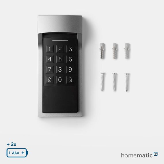 Homematic IP Smart Home Keypad, Codeschloss für die Haustür mit App-Funktion, Öffnen und Schließen mit Zahlencode, Erweiterung für Homematic IP Türschlossantrieb, 156424A0