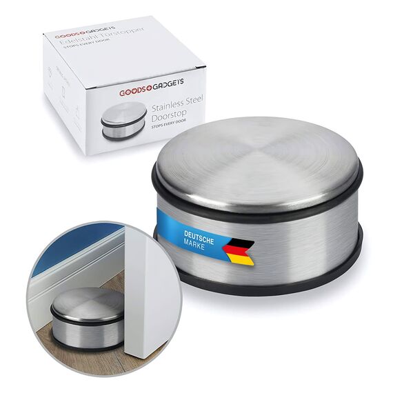 Designer Türstopper aus Edelstahl Gummi Türpuffer Türhalter Stopper 1,2kg (Silber 11x6cm, 1 Stück)