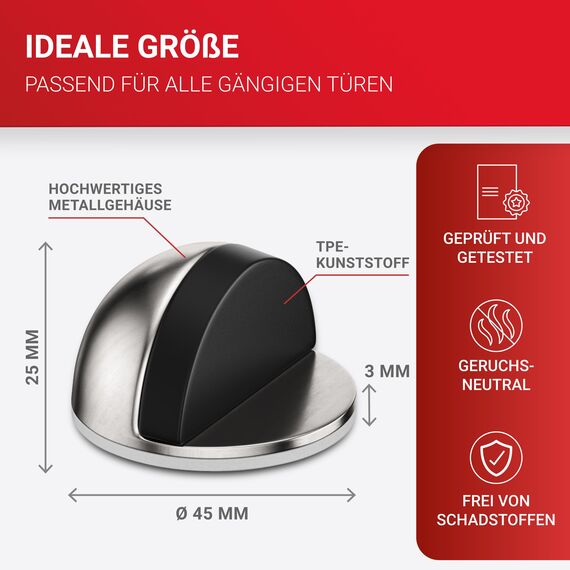 LouMaxx Türstopper Boden kleben 2er Set – Edelstahl-Optik - Türstopper zum Kleben für den Boden mit extra starker Haftung, für zuverlässigen Schutz von Wänden und Möbeln, ohne bohren