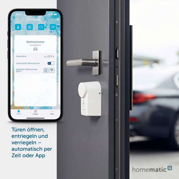 Homematic IP Smart Home Starter Set Mini Zutritt, elektronisches Türschloss, Smart Lock nachrüstbar ohne Umbau, steuerbar per App, Alexa & Google Assistant, 161228A1
