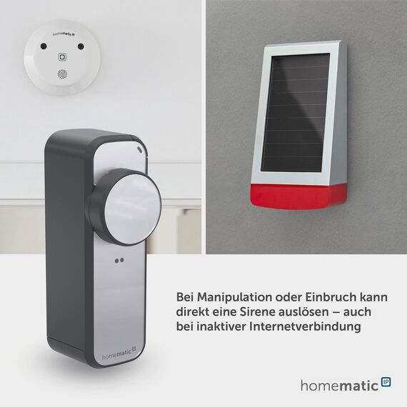 Homematic IP Türschlossantrieb – pro, anthrazit-silber, Smart Home, permanente Türüberwachung, Smart Lock, elektronsiches Türschloss, einfach nachrüsten, steuern per App, Alexa & Google Home, 162826A0