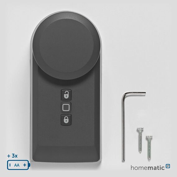 Homematic IP Access Point 2 + Türschlossantrieb anthrazit + Keypad, Smart Home, elektronisches Türschloss, Smart Lock nachrüstbar ohne Umbau, steuerbar per Codeschloss, App, Alexa & Google Home