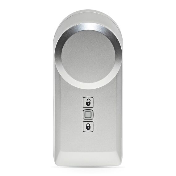 Homematic IP Smart Home Türschlossantrieb, silber, elektronisches Türschloss, Smart Lock nachrüstbar ohne Umbau, Türöffner steuerbar per App, Alexa & Google Assistant, 160556A0