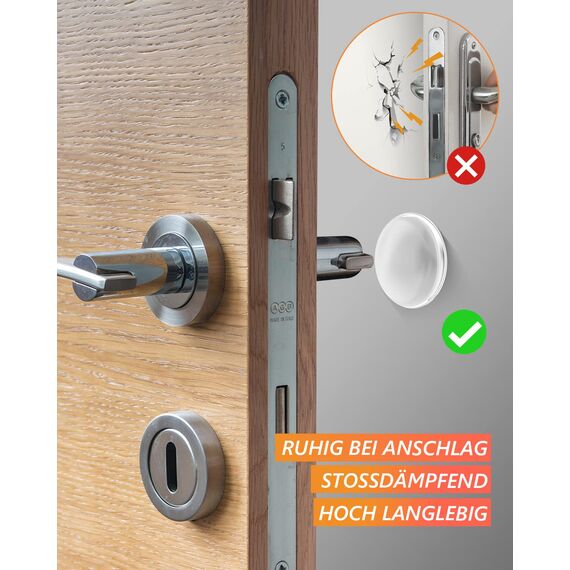 14 Stück Türstopper Selbstklebend (Transparent), 8x Runden Türstopper Wand (Ø40mm) + 6x Ö Typ Türstopper Klinke(Ø 18mm), für Bad, Möbel, Glasflächen, Wandschutz