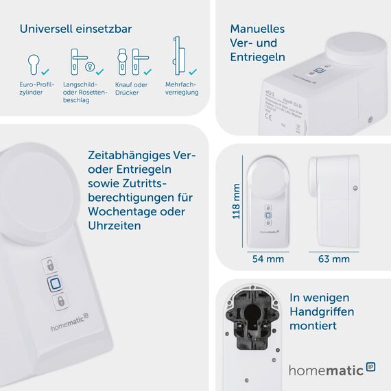 Homematic IP Access Point 2 + Türschlossantrieb + Keypad, Smart Home, elektronisches Türschloss, Smart Lock nachrüstbar ohne Umbau, steuerbar per Codeschloss, Zahlencode, App, Alexa & Google Home