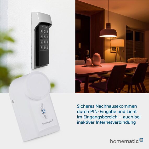 Homematic IP Access Point 2 + Türschlossantrieb + Keypad, Smart Home, elektronisches Türschloss, Smart Lock nachrüstbar ohne Umbau, steuerbar per Codeschloss, Zahlencode, App, Alexa & Google Home