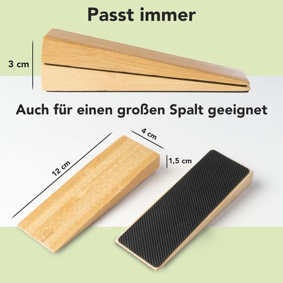 Türstopper rutschfest aus Bambus - 2er Set Türkeil aus Holz - Fester Türstopper boden mit Gummi - Türkeile für alle Böden - Holzkeile für alle Arten von Türen - Door stopper