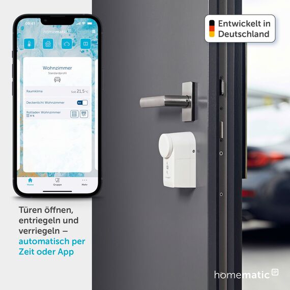 Homematic IP Smart Home Türschlossantrieb, elektronisches Türschloss, Smart Lock ohne Umbau, Türöffner per App, Alexa & Google Assistant, 154952A0
