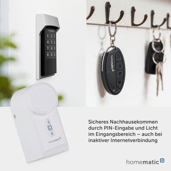 Homematic IP Smart Home Türschlossantrieb, elektronisches Türschloss, Smart Lock ohne Umbau, Türöffner per App, Alexa & Google Assistant, 154952A0