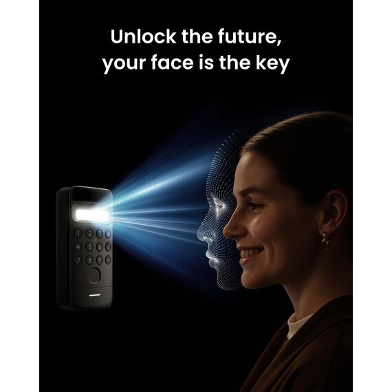 SwitchBot WLAN Smart Lock Ultra mit Keypad Vision, 3D-Gesichts-/Fingerabdruckerkennung, Elektronisches Türschloss mit Aufladbarem Akku, Öffnen per Gesicht, Fingerprint, Code, Alexa, unterstützt Matter