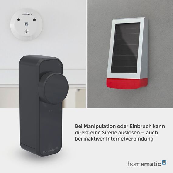 Homematic IP Türschlossantrieb – pro, anthrazit, Smart Home, permanente Türüberwachung, Smart Lock, elektronsiches Türschloss, einfach nachrüsten, Tür steuern per App, Alexa & Google Home, 162500A0