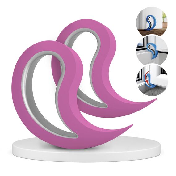 Stoppy, Stoppi, Fensterstopper, Türstopper, Türkeil, Türhaken, Fensterklammer, 2er Set (erhältlich in 14 Farben) (pink)