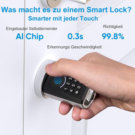 WELOCK ToucA51 Türschloss Fingerabdruck, Passcode Fingerabdruck Schloss Haustür, mit RFID-Karte App, Elektronische Zahlencode Türschloss Verstellbarer Schließzylinder für 30-70mm Tür