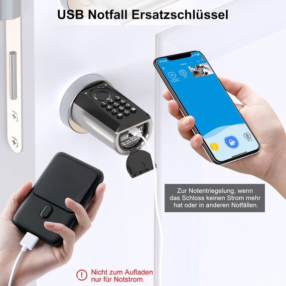 WELOCK ToucD41 Türschloss Fingerabdruck,Elektronisches Code Schloss,Smart Lock mit RFID Karte,APP,WiFi,Fingerabdruck Schloss Haustür IP65,Smartes Türschloss Öffnen für Türen von 50-100mm