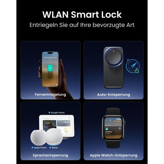 SwitchBot WLAN Smart Lock Pro mit Touchscreen-Tastatur, Matter Over WiFi, Elektronisches Türschloss Mit Aufladbarem Akku, Türöffner per App, Fingerprint, Code, Alexa, Google, unterstützt Apple Home