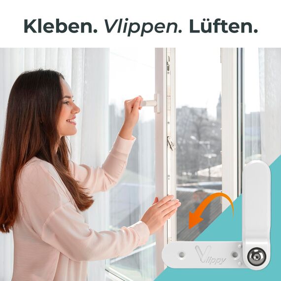 Vlippy Tür- & Fensterstopperr 4 Stück | Verhindert das Zuschlagen von Fenstern & Türen, endlich Lüften ohne Sorge | Einfache Montage ohne Bohren - einfach kleben, vlippen, fertig