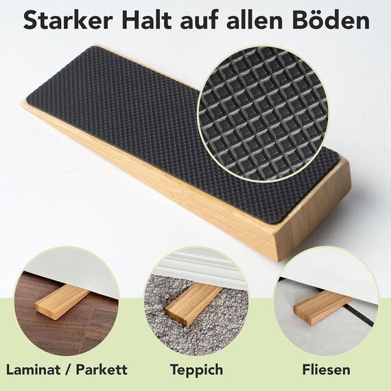 Türstopper rutschfest aus Bambus - 2er Set Türkeil aus Holz - Fester Türstopper boden mit Gummi - Türkeile für alle Böden - Holzkeile für alle Arten von Türen - Door stopper