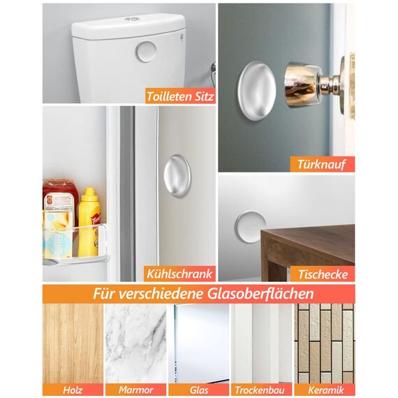 14 Stück Türstopper Selbstklebend (Transparent), 8x Runden Türstopper Wand (Ø40mm) + 6x Ö Typ Türstopper Klinke(Ø 18mm), für Bad, Möbel, Glasflächen, Wandschutz