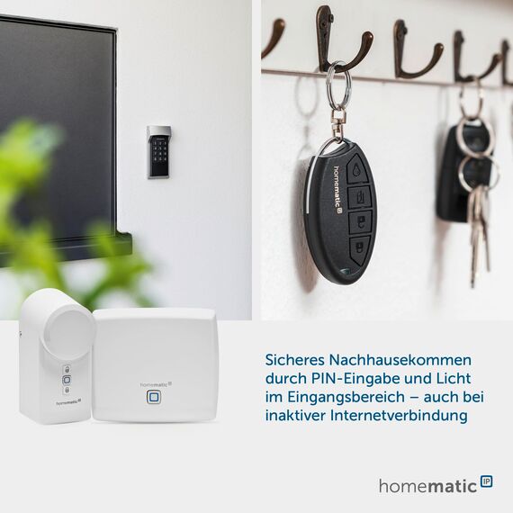 Homematic IP Smart Home Starter Set Mini Zutritt, elektronisches Türschloss, Smart Lock nachrüstbar ohne Umbau, steuerbar per App, Alexa & Google Assistant, 161228A1