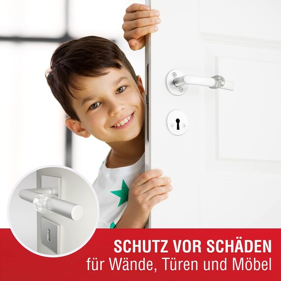 LouMaxx Türklinkenpuffer 6er Set transparente Türstopper Klinke als Türschutz und Wandschutz für Türgriff und Fensterklinke, Türpuffer schützt Wände und Möbel vor Macken und Kratzern