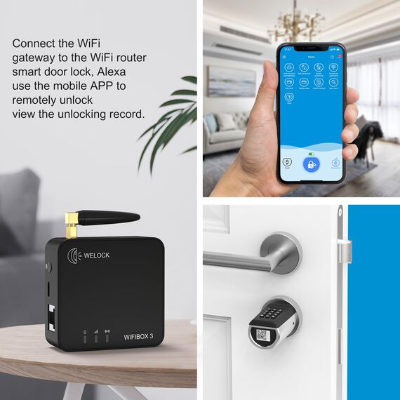 WELOCK WIFIBOX 3 Smart Bluetooth Gateway WiFi für welock Elektronisches Türschloss,für Fernentriegelung und Alexa-Verbindung