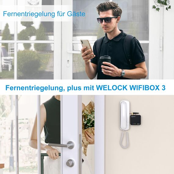 WELOCK ToucA51 Türschloss Fingerabdruck, Passcode Fingerabdruck Schloss Haustür, mit RFID-Karte App, Elektronische Zahlencode Türschloss Verstellbarer Schließzylinder für 30-70mm Tür