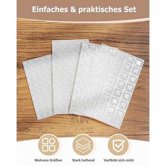 VABNEER Elastikpuffer Transparent Selbstklebend, 172 Stücke Silikon Schutzpuffer Möbelpuffer Gummipuffer zur Lärmdämpfung Verhindern Rutschen und Kratzer