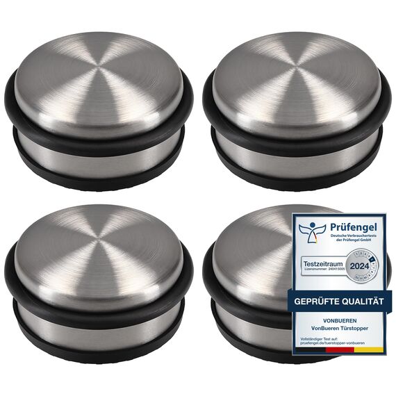 4 x Türstopper 1,2 kg Boden schwer VonBueren | ca. 10,5 x 5 cm | Tür Stopper aus Edelstahl/Metall | door stopper