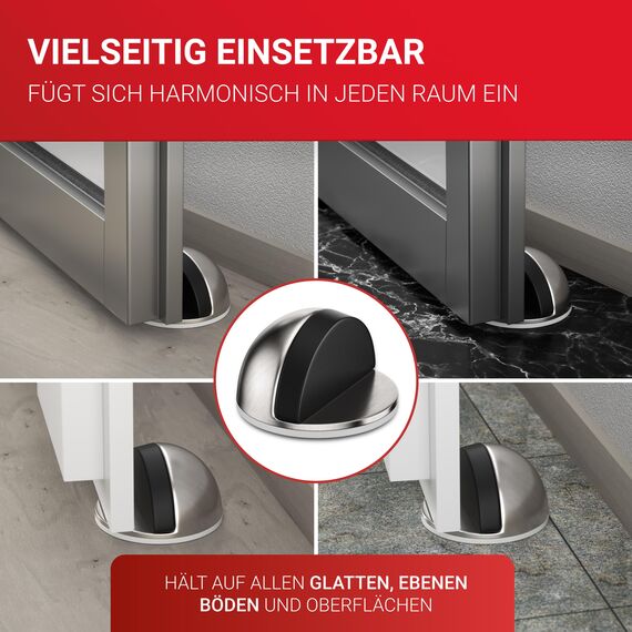 LouMaxx Türstopper Boden kleben 2er Set – Edelstahl-Optik - Türstopper zum Kleben für den Boden mit extra starker Haftung, für zuverlässigen Schutz von Wänden und Möbeln, ohne bohren