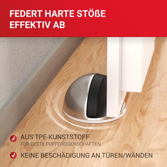 LouMaxx Türstopper Boden kleben 2er Set – Edelstahl-Optik - Türstopper zum Kleben für den Boden mit extra starker Haftung, für zuverlässigen Schutz von Wänden und Möbeln, ohne bohren