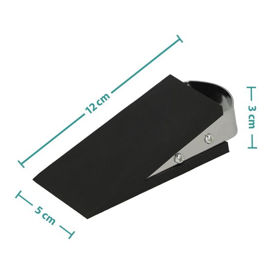Westcott Türstopper in Keilform Schwarz | Gummi Türstopper mit Edelstahl Griff | Rutschfeste Unterfläche | Passend für alle Türen und Böden | 12cm x 5cm x 3cm | E-19000 00