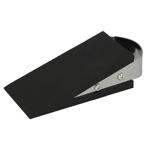Westcott Türstopper in Keilform Schwarz | Gummi Türstopper mit Edelstahl Griff | Rutschfeste Unterfläche | Passend für alle Türen und Böden | 12cm x 5cm x 3cm | E-19000 00