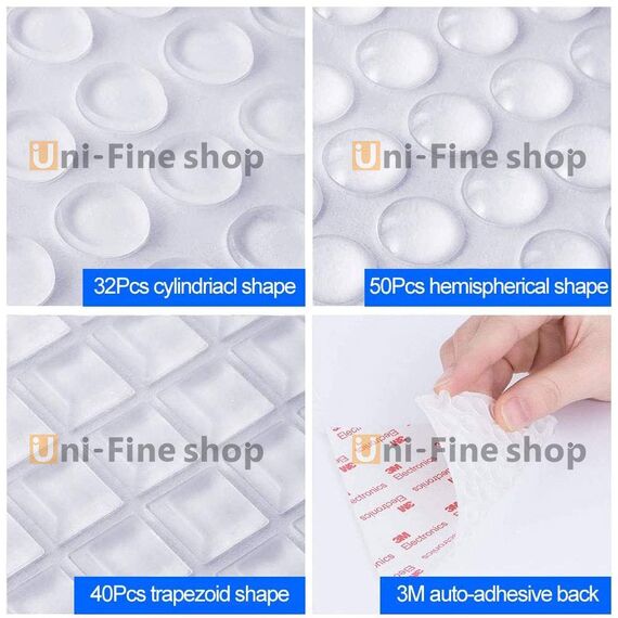 Uni-Fine Schutzpuffer aus Gummi, transparent, Selbstklebende Füße, stoßfest, geräuscharm, ideal für Möbel, Stoßdämpfer, selbstklebend, Türpuffer (3 Größen)