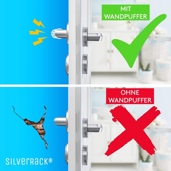 SilverRack® Türstopper Türklinkenpuffer Transparent [6 Stück] - Wandpuffer als perfekter Schutz für Wand und Tür - Türpuffer Wandschutz als Türstopper für Türklinken und Fenster