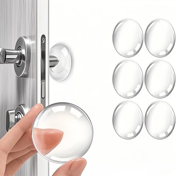 Wandschutz von Türknäufen-Efbock Transparent Silikon-Türstopper Wandschutz-Premium Türstoßstange Wandschutz für Zuhause oder Büro-Selbstklebender Türgriff Stoßschutzstopper Gummistopper 6stück