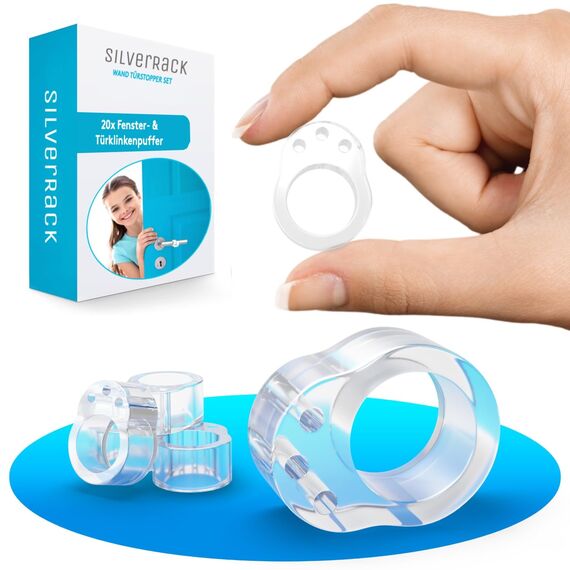 SilverRack® Türstopper Türklinkenpuffer Transparent [20 Stück] - Wandpuffer als perfekter Schutz für Wand und Tür - Türpuffer Wandschutz als Türstopper für Türklinken und Fenster