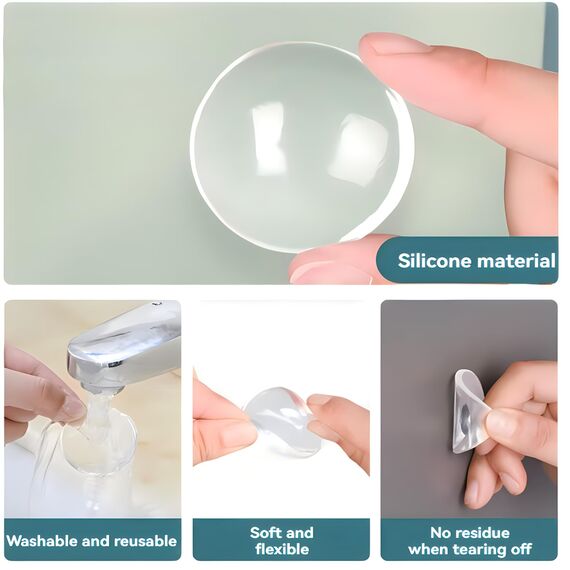 Wandschutz von Türknäufen-Efbock Transparent Silikon-Türstopper Wandschutz-Premium Türstoßstange Wandschutz für Zuhause oder Büro-Selbstklebender Türgriff Stoßschutzstopper Gummistopper 6stück
