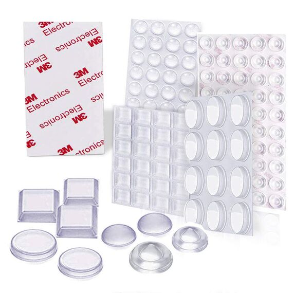 Uni-Fine Elastikpuffer Transparent 4 Größen Schutzpuffer Möbelpuffer Gummipuffer Selbstklebend Anschlagdämpfer Türpuffer für Tür Schranktür Möbel