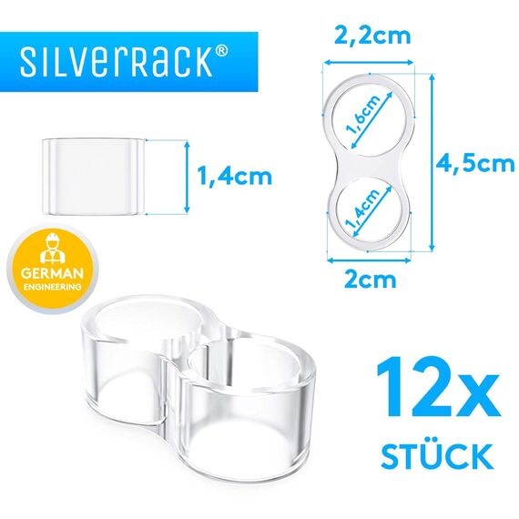 SilverRack® Türstopper Türklinkenpuffer 8-Form Transparent [12 Stück] - Wandpuffer als perfekter Schutz für Wand und Tür - Türpuffer Wandschutz als Türstopper für Türklinken und Fenster