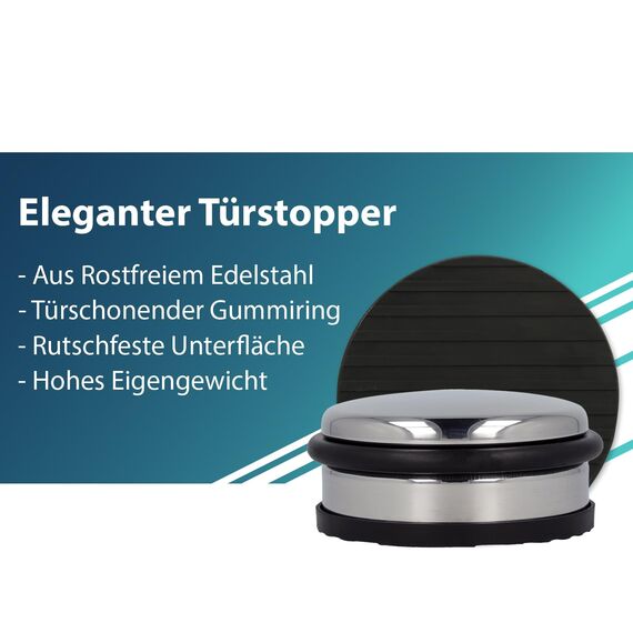 Westcott Türstopper aus Edelstahl | Runder Türstopper mit 1,2kg Eigengewicht | Türschonender Gummiring | Extra rutschfeste Unterseite | ⌀ 10cm, Höhe 4cm | Stabil bei Durchzug | E-19001 00