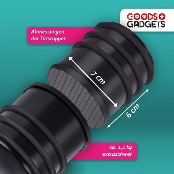 Designer Türstopper aus Edelstahl Gummi Türpuffer Türhalter Stopper 1,2kg (Schwarz 7x6cm, 8 Stück)