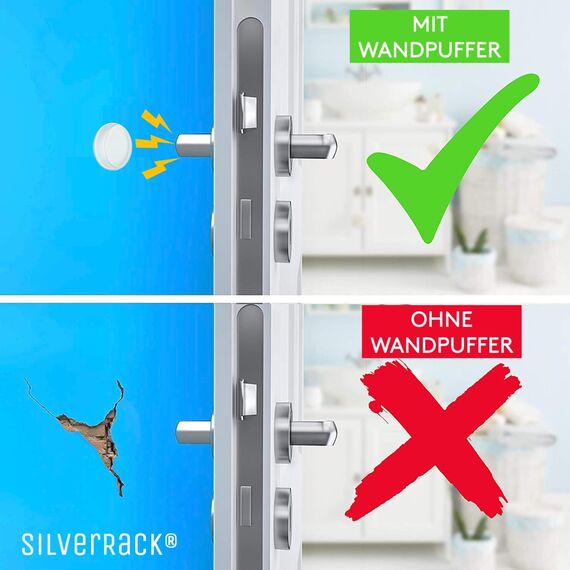 SilverRack® Türstopper Wand selbstklebend 20mm Transparent [12 Stück] - Wandpuffer als Schutz für Wand und Tür - Türpuffer Wandschutz als Türstopper für Türklinken gegen Türanschlag