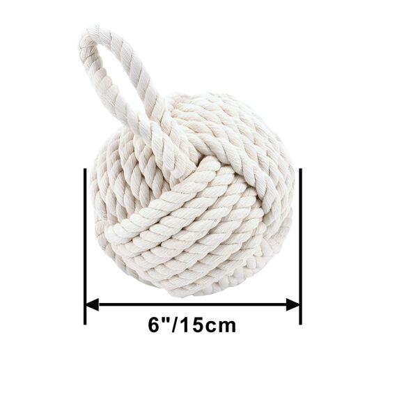 Forecronic Rope Knot Türstopper dekorative nautische handgefertigt mit Griff, beschwert Innenraum Kugelförmig Türstopper Seemannsknoten für Tür und Fenster - Beige (13x13cm, 1.8kg)