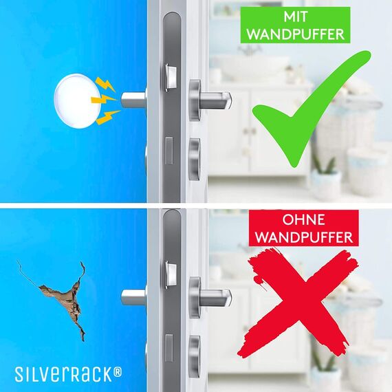 SilverRack® Türstopper Wand selbstklebend 40mm Transparent [12 Stück] - Wandpuffer als Schutz für Wand und Tür - Türpuffer Wandschutz als Türstopper für Türklinken gegen Türanschlag