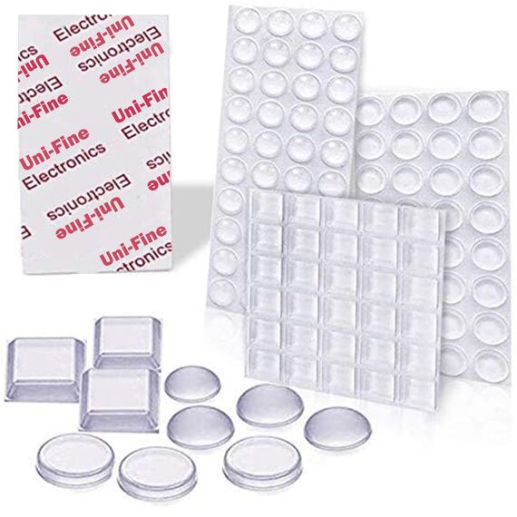 Uni-Fine Schutzpuffer aus Gummi, transparent, Selbstklebende Füße, stoßfest, geräuscharm, ideal für Möbel, Stoßdämpfer, selbstklebend, Türpuffer (3 Größen)