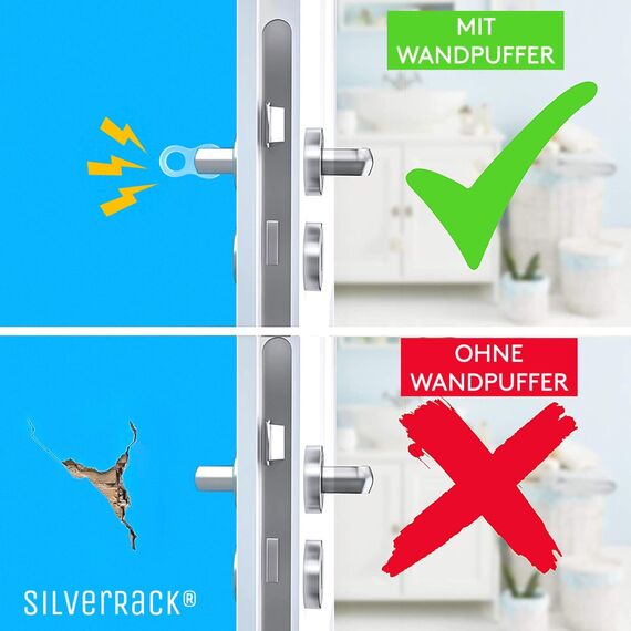SilverRack® Türstopper Türklinkenpuffer 8-Form Transparent [6 Stück] - Wandpuffer als perfekter Schutz für Wand und Tür - Türpuffer Wandschutz als Türstopper für Türklinken und Fenster