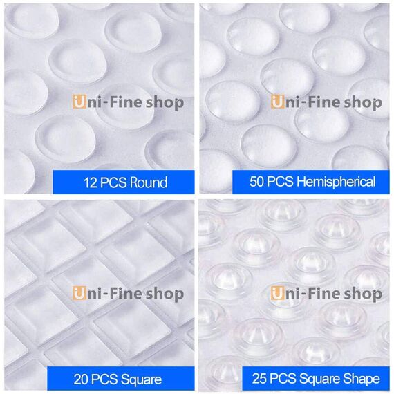 Uni-Fine Elastikpuffer Transparent 4 Größen Schutzpuffer Möbelpuffer Gummipuffer Selbstklebend Anschlagdämpfer Türpuffer für Tür Schranktür Möbel