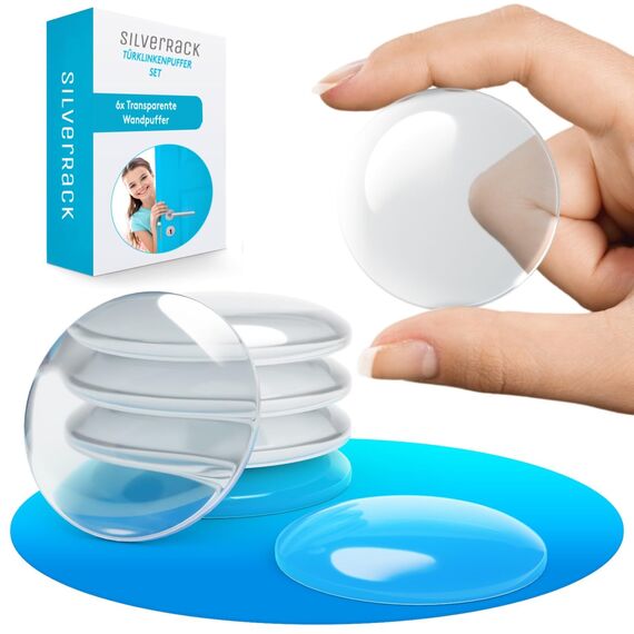 SilverRack® Türstopper Wand selbstklebend 40mm Transparent [6 Stück] - Wandpuffer als Schutz für Wand und Tür - Türpuffer Wandschutz als Türstopper für Türklinken gegen Türanschlag