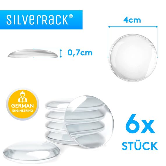 SilverRack® Türstopper Wand selbstklebend 40mm Transparent [6 Stück] - Wandpuffer als Schutz für Wand und Tür - Türpuffer Wandschutz als Türstopper für Türklinken gegen Türanschlag